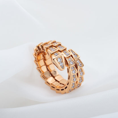[BIJOUX]SERPENTI RING PINK GOLD DIAMOND DOUBLE ROW