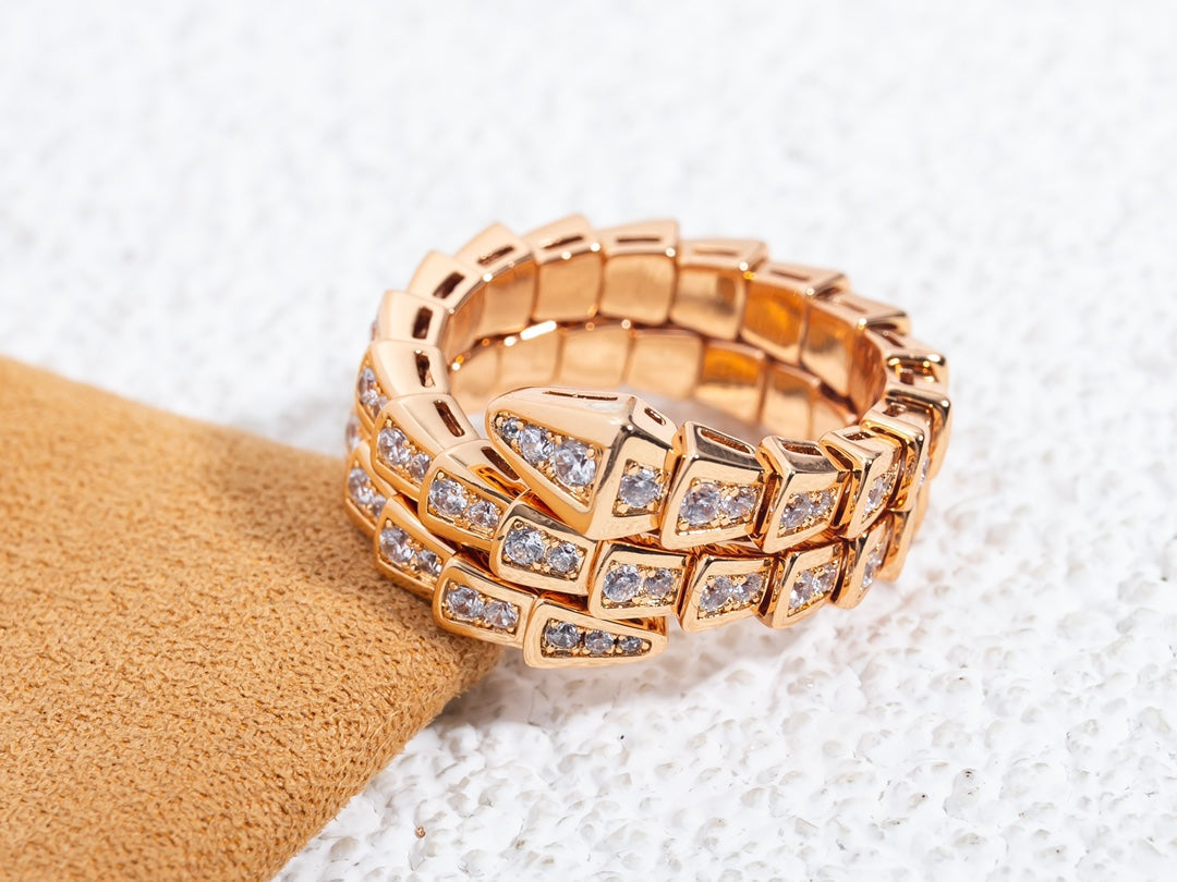 [BIJOUX]SERPENTI RING PINK GOLD DIAMOND DOUBLE ROW