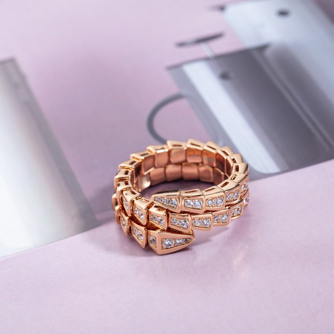 [BIJOUX]SERPENTI RING PINK GOLD DIAMOND DOUBLE ROW