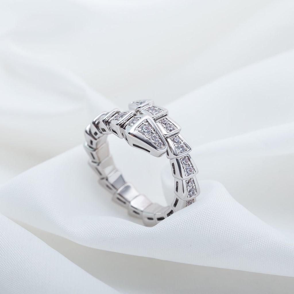 [BIJOUX]BAGUE SERPENTI ARGENT PAVÉ DIAMANTS 4MM