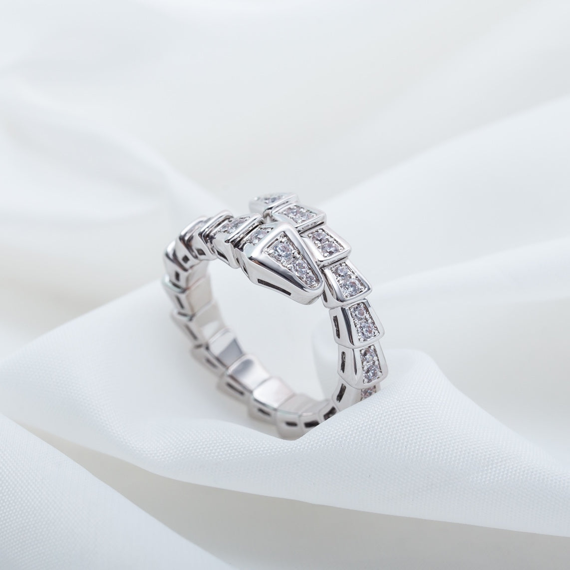 [BIJOUX]BAGUE SERPENTI ARGENT PAVÉ DIAMANTS 4MM