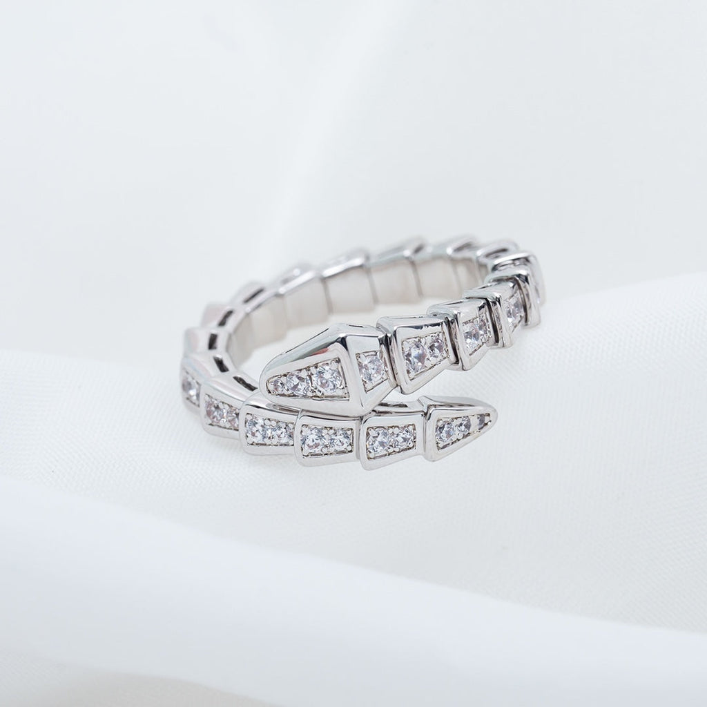 [BIJOUX]BAGUE SERPENTI ARGENT PAVÉ DIAMANTS 4MM