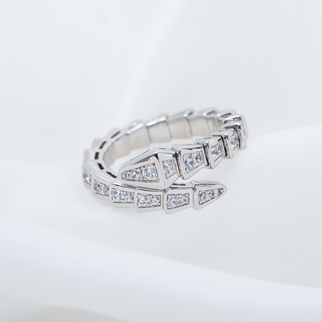 [BIJOUX]BAGUE SERPENTI ARGENT PAVÉ DIAMANTS 4MM