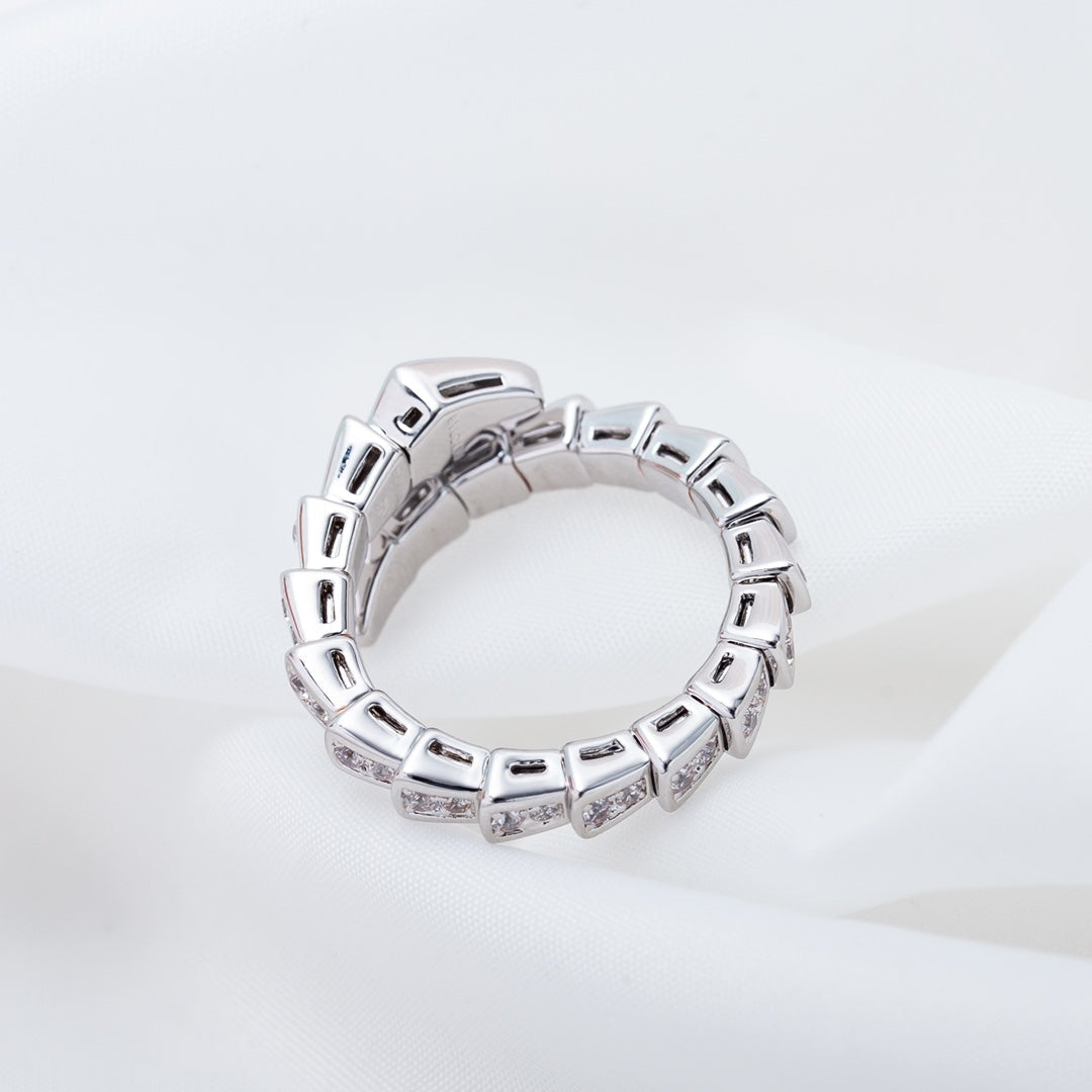 [BIJOUX]BAGUE SERPENTI ARGENT PAVÉ DIAMANTS 4MM