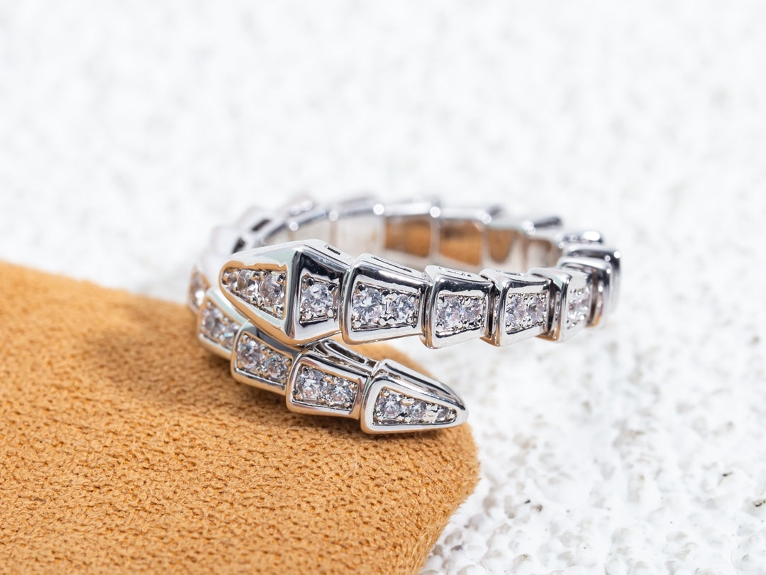 [BIJOUX]BAGUE SERPENTI ARGENT PAVÉ DIAMANTS 4MM