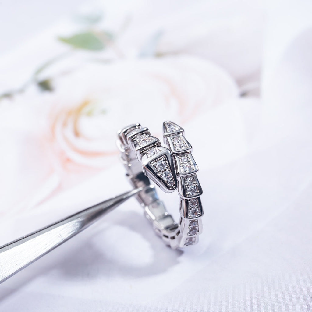 [BIJOUX]BAGUE SERPENTI ARGENT PAVÉ DIAMANTS 4MM