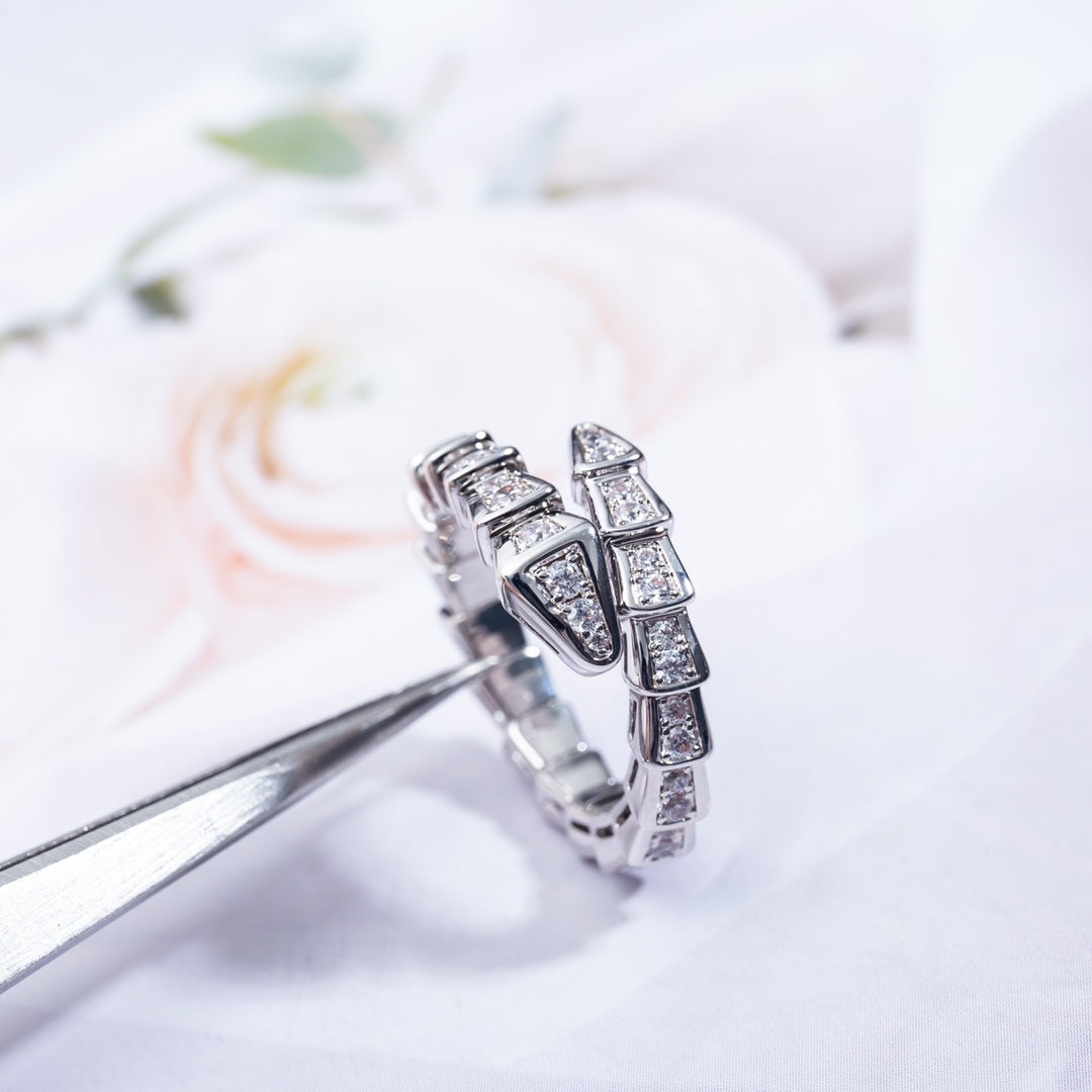 [BIJOUX]BAGUE SERPENTI ARGENT PAVÉ DIAMANTS 4MM