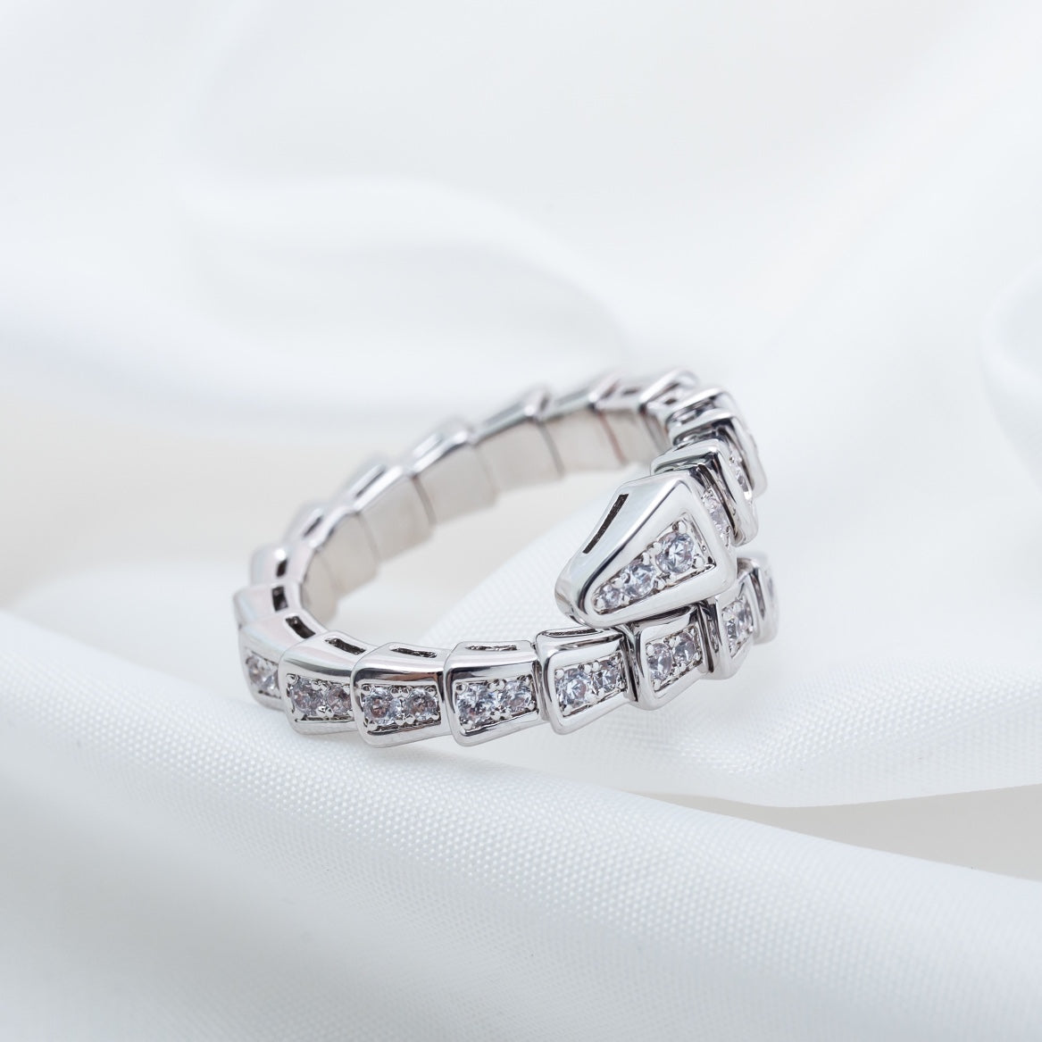 [BIJOUX]BAGUE SERPENTI ARGENT PAVÉ DIAMANTS 4MM
