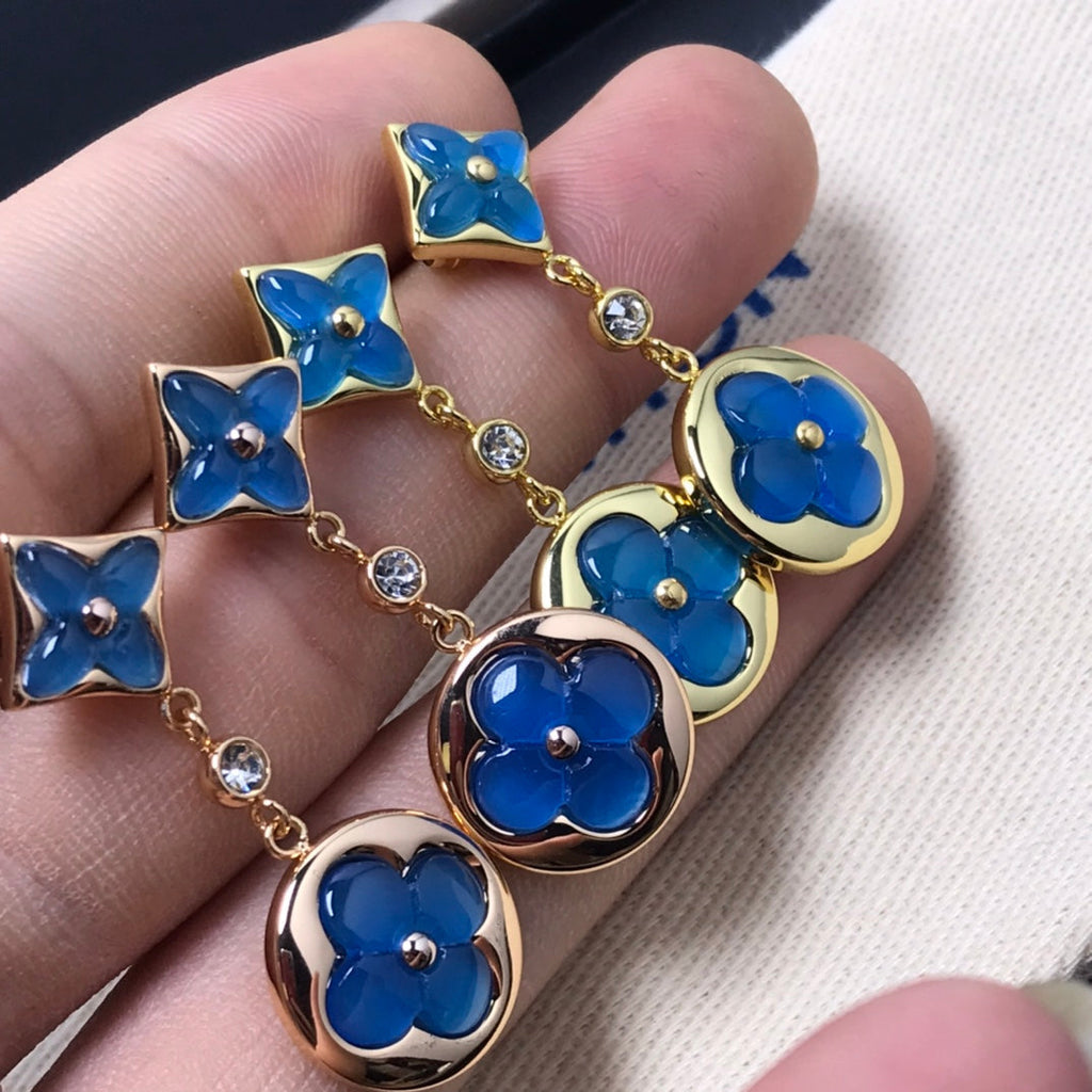 [BIJOUX]STAR AND SUN AGATE DIAMOND EARRINGS