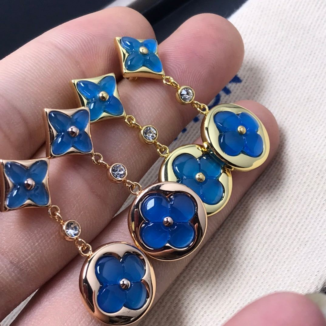 [BIJOUX]STAR AND SUN AGATE DIAMOND EARRINGS
