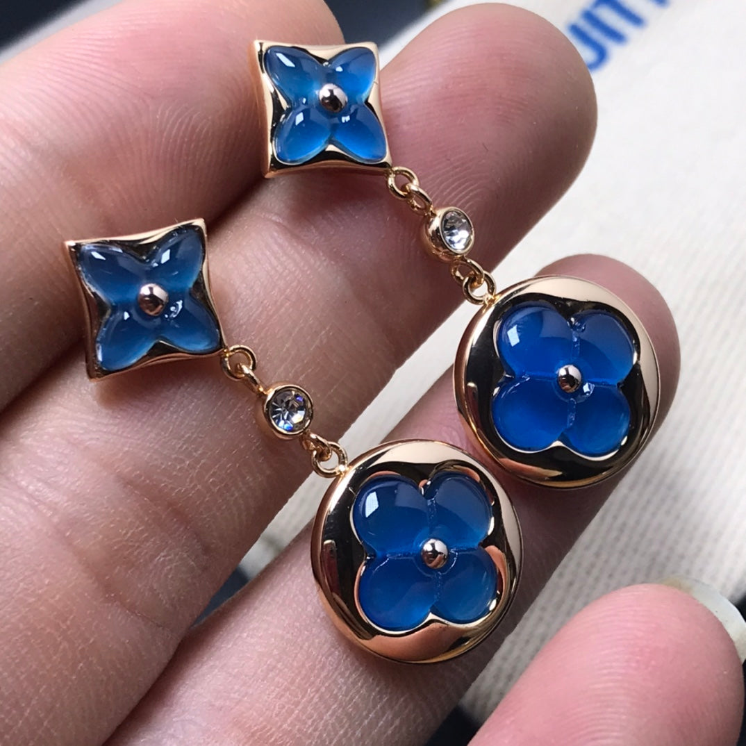 [BIJOUX]STAR AND SUN AGATE DIAMOND EARRINGS