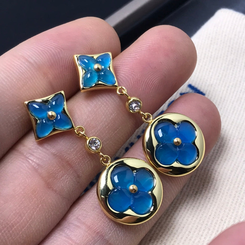 [BIJOUX]STAR AND SUN AGATE DIAMOND EARRINGS