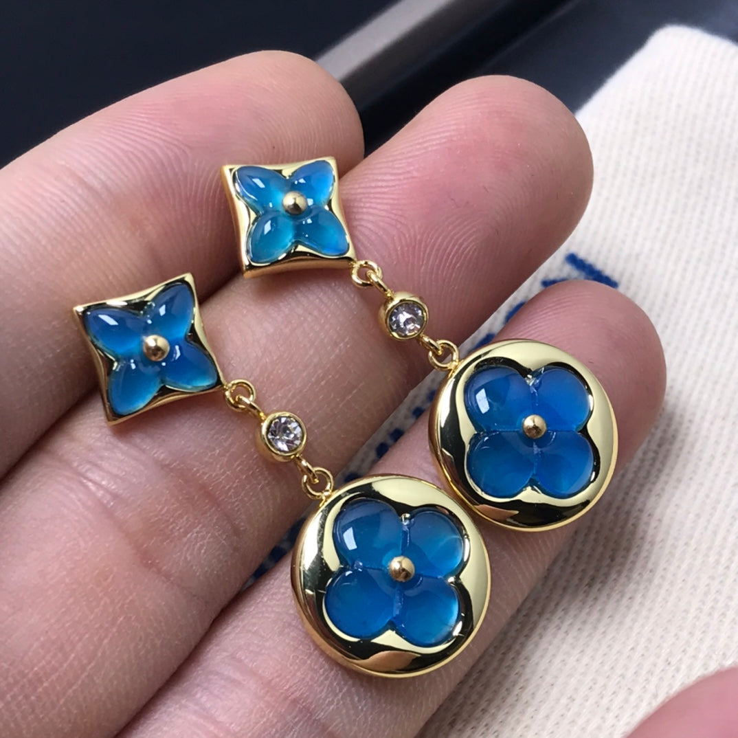 [BIJOUX]STAR AND SUN AGATE DIAMOND EARRINGS