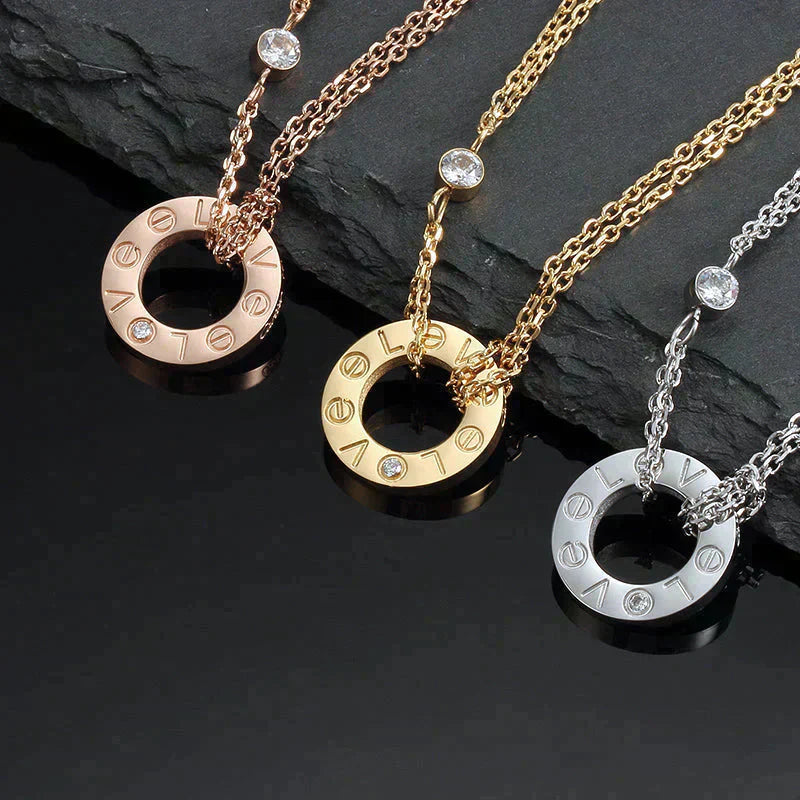 [BIJOUX]LOVE NECKLACE 16MM 2 DIAMONDS