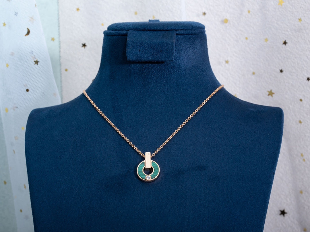 [BIJOUX]GARI NECKLACE PINK GOLD MALACHITE