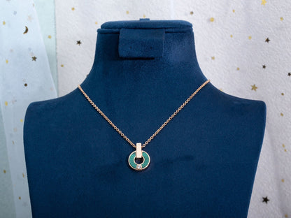 [BIJOUX]GARI NECKLACE PINK GOLD MALACHITE