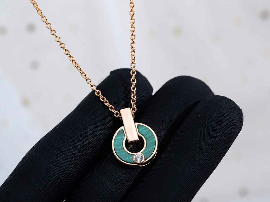 [BIJOUX]GARI NECKLACE PINK GOLD MALACHITE