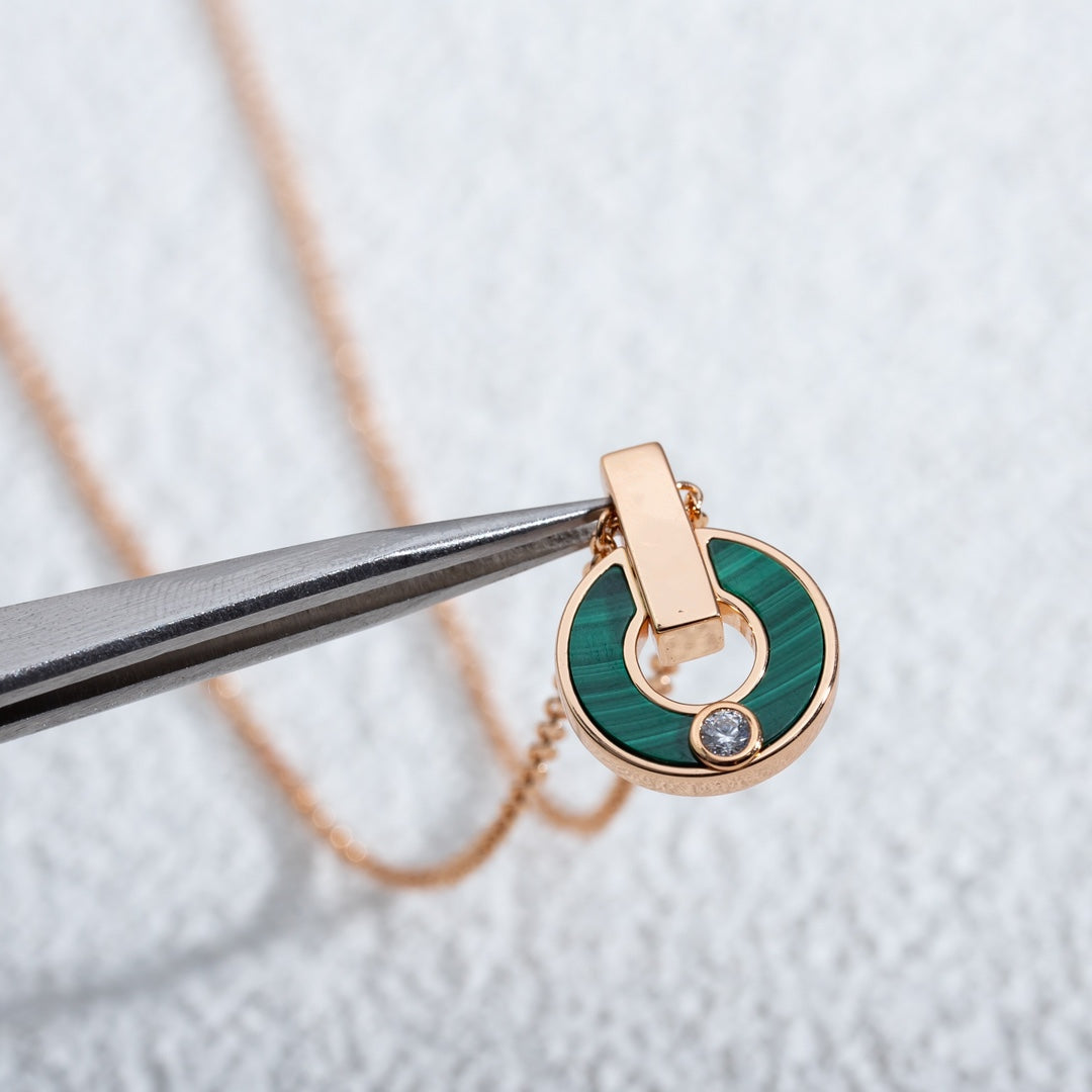 [BIJOUX]GARI NECKLACE PINK GOLD MALACHITE