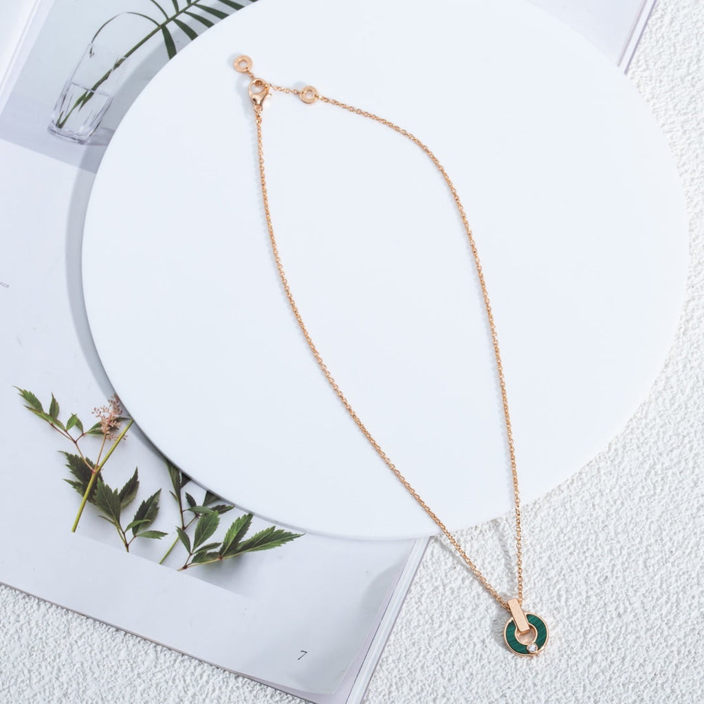 [BIJOUX]GARI NECKLACE PINK GOLD MALACHITE