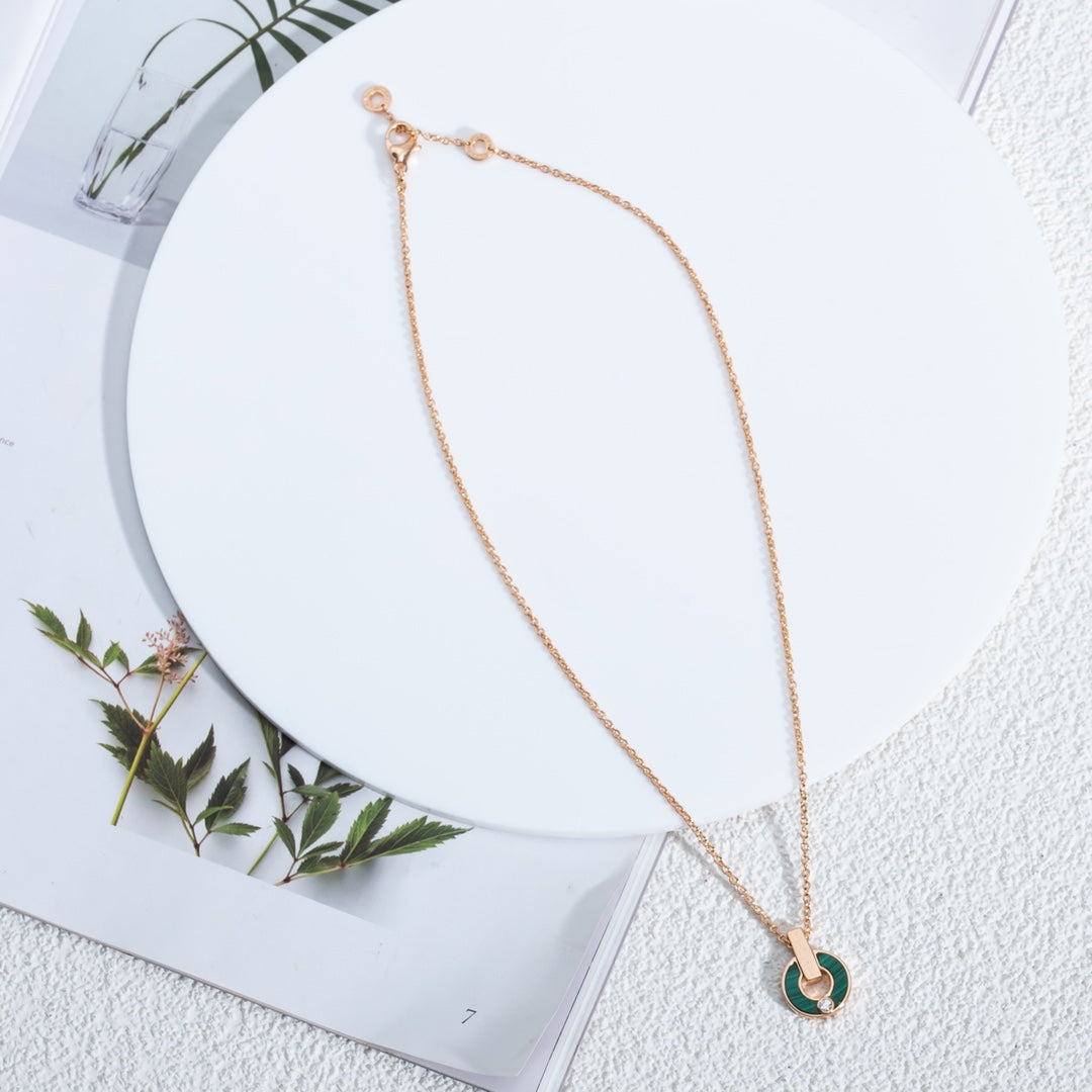 [BIJOUX]GARI NECKLACE PINK GOLD MALACHITE