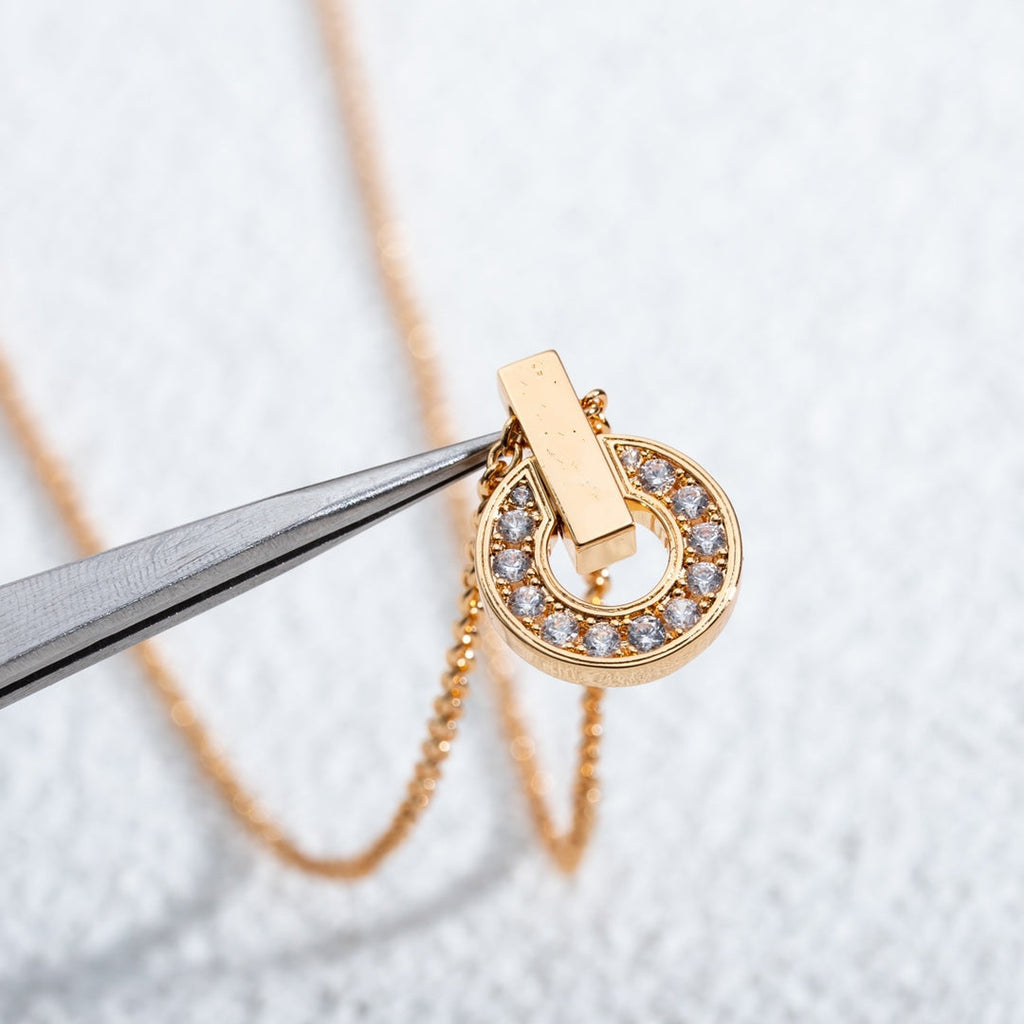 [BIJOUX]GARI NECKLACE PINK GOLD DIAMOND
