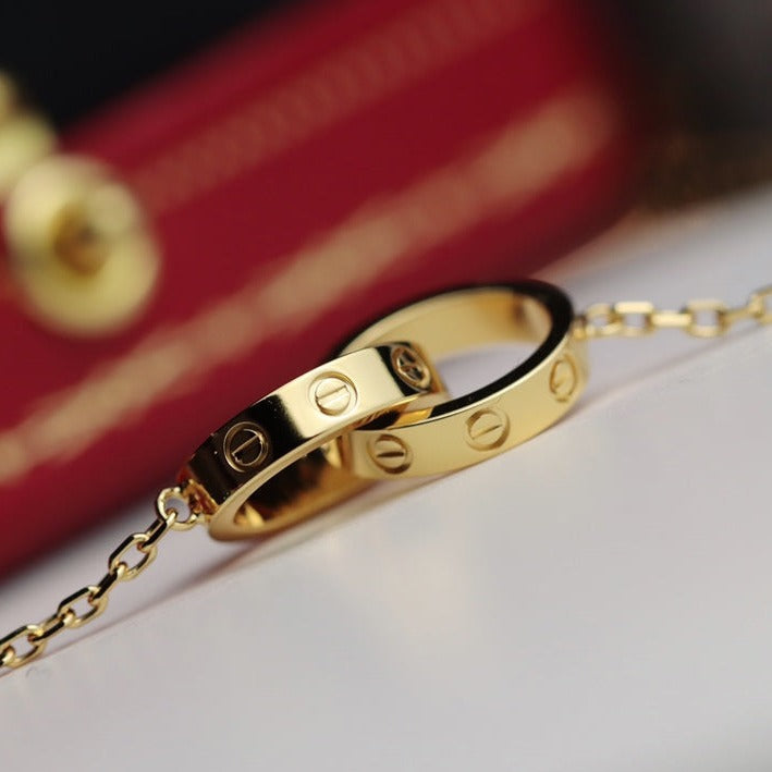 [BIJOUX] COLLIER LOVE DOUBLE ANNEAU OR