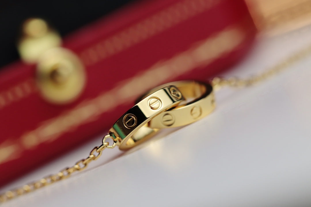 [BIJOUX] COLLIER LOVE DOUBLE ANNEAU OR