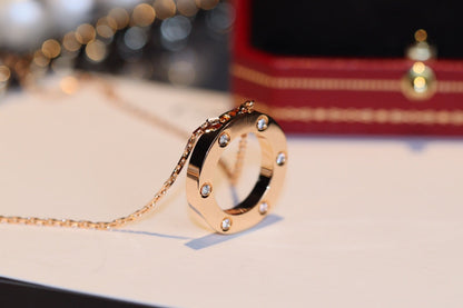 [BIJOUX]LOVE NECKLACE 16MM 6 DIAMONDS PINK GOLD