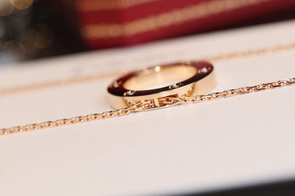 [BIJOUX]LOVE NECKLACE 16MM 6 DIAMONDS PINK GOLD