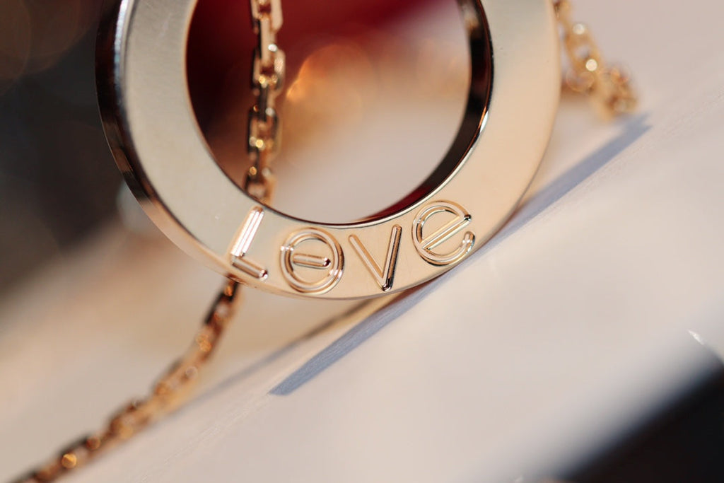 [BIJOUX]LOVE NECKLACE 16MM 6 DIAMONDS PINK GOLD