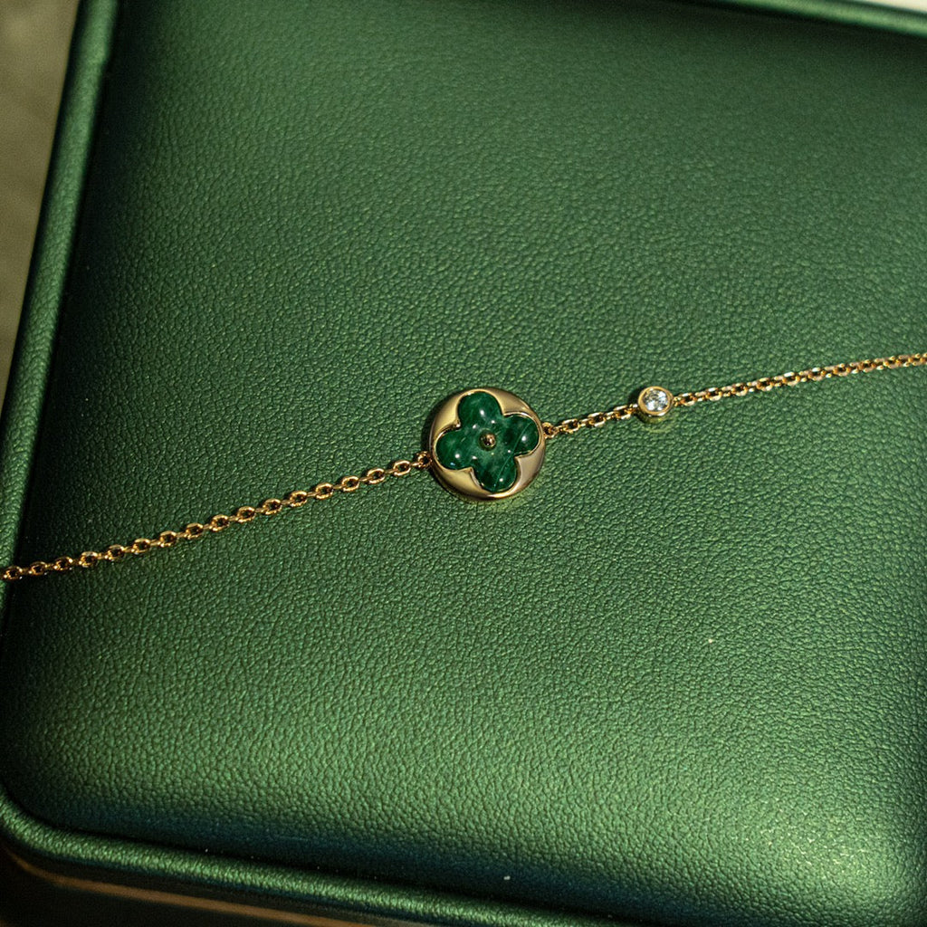 [BIJOUX]BRACELET OR ROSE MALACHITE SOLEIL 1 DIAMANT