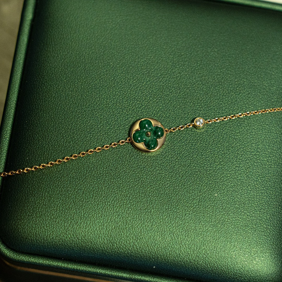 [BIJOUX]BRACELET OR ROSE MALACHITE SOLEIL 1 DIAMANT