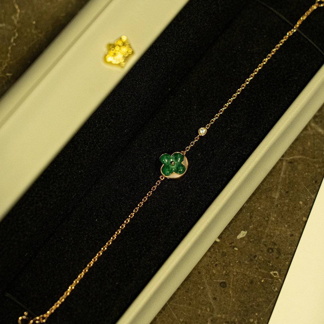 [BIJOUX]BRACELET OR ROSE MALACHITE SOLEIL 1 DIAMANT
