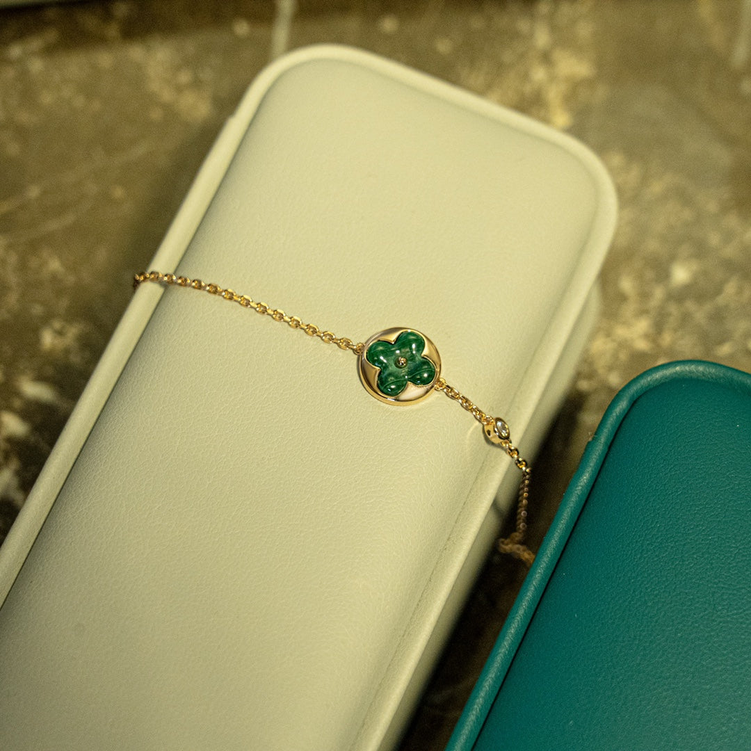 [BIJOUX]BRACELET OR ROSE MALACHITE SOLEIL 1 DIAMANT