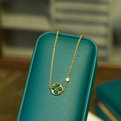 [BIJOUX]サンマラカイト 1ダイヤモンド ピンクゴールドブレスレット