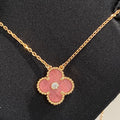 [Topon]CLOVER 15MM DIAMOND RHODONITE NECKLACE