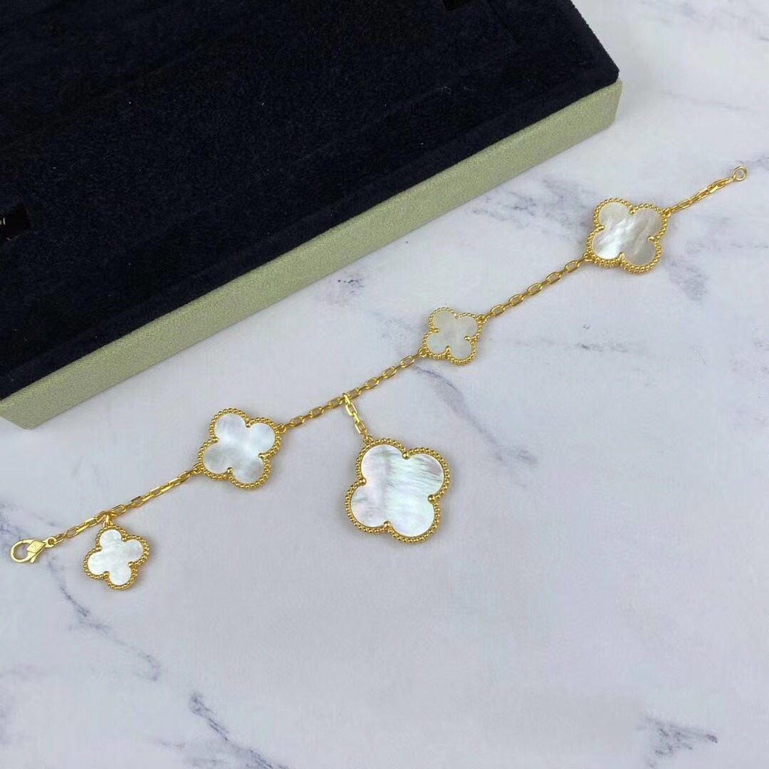 [Topon]MAGIC CLOVER MOP GOLD BRACELET 5 MOTIFS