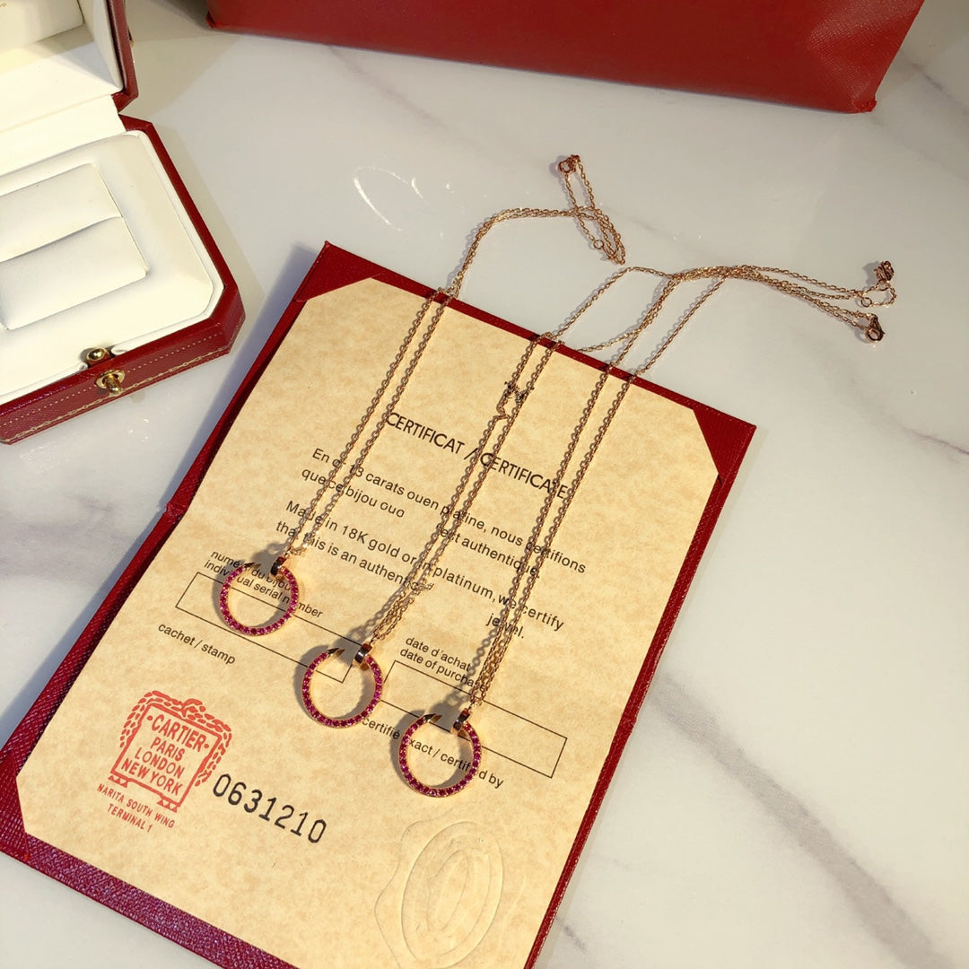 [BIJOUX]JUSTE NECKLACE GOLD RED DIAMONDS