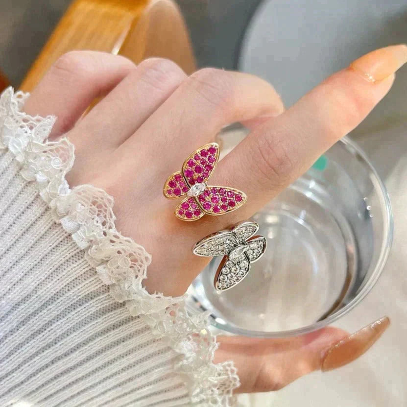 [BIJOUX]BAGUE DIAMANT DOUBLE PAPILLON