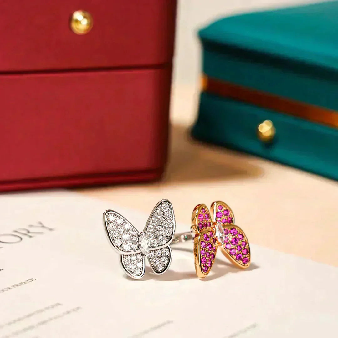 [BIJOUX]BAGUE DIAMANT DOUBLE PAPILLON