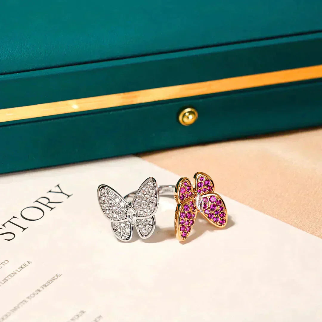 [BIJOUX]BAGUE DIAMANT DOUBLE PAPILLON