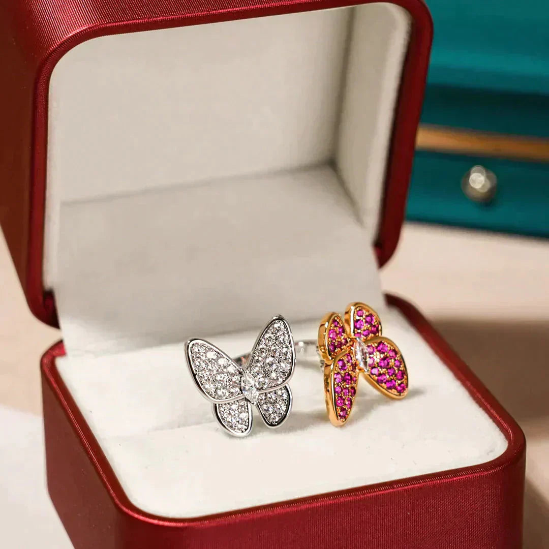 [BIJOUX]BAGUE DIAMANT DOUBLE PAPILLON