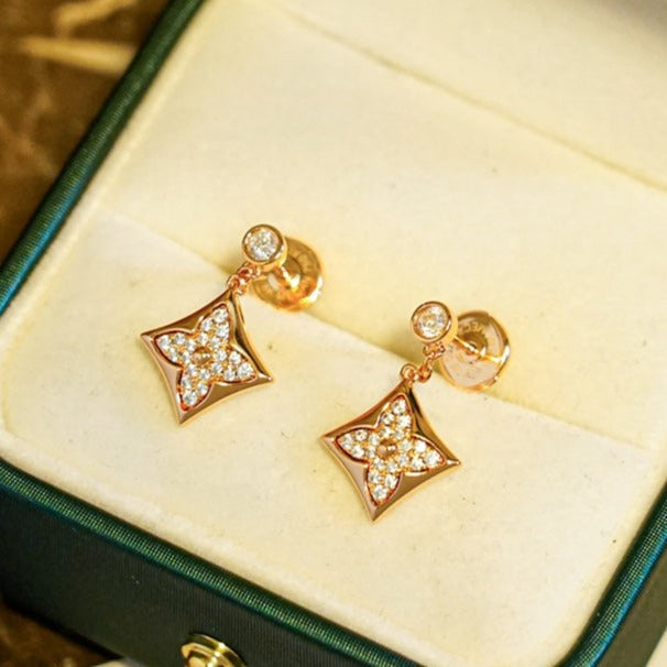 [BIJOUX]BOUCLES D'OREILLES ETOILE DIAMANTS OR