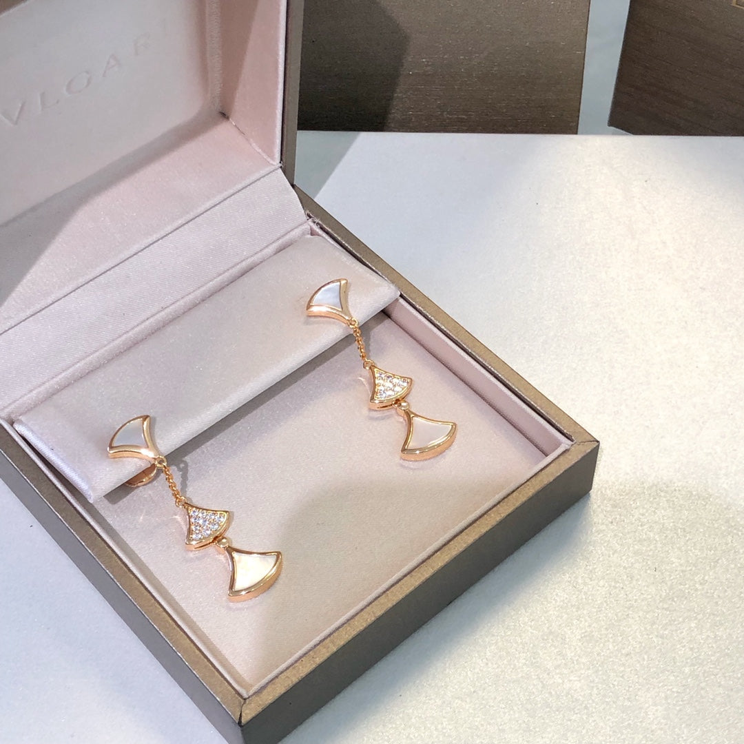 [BIJOUX]DREAM EARRINGS 3 MOTIFS DIAMOND MOP PINK GOLD