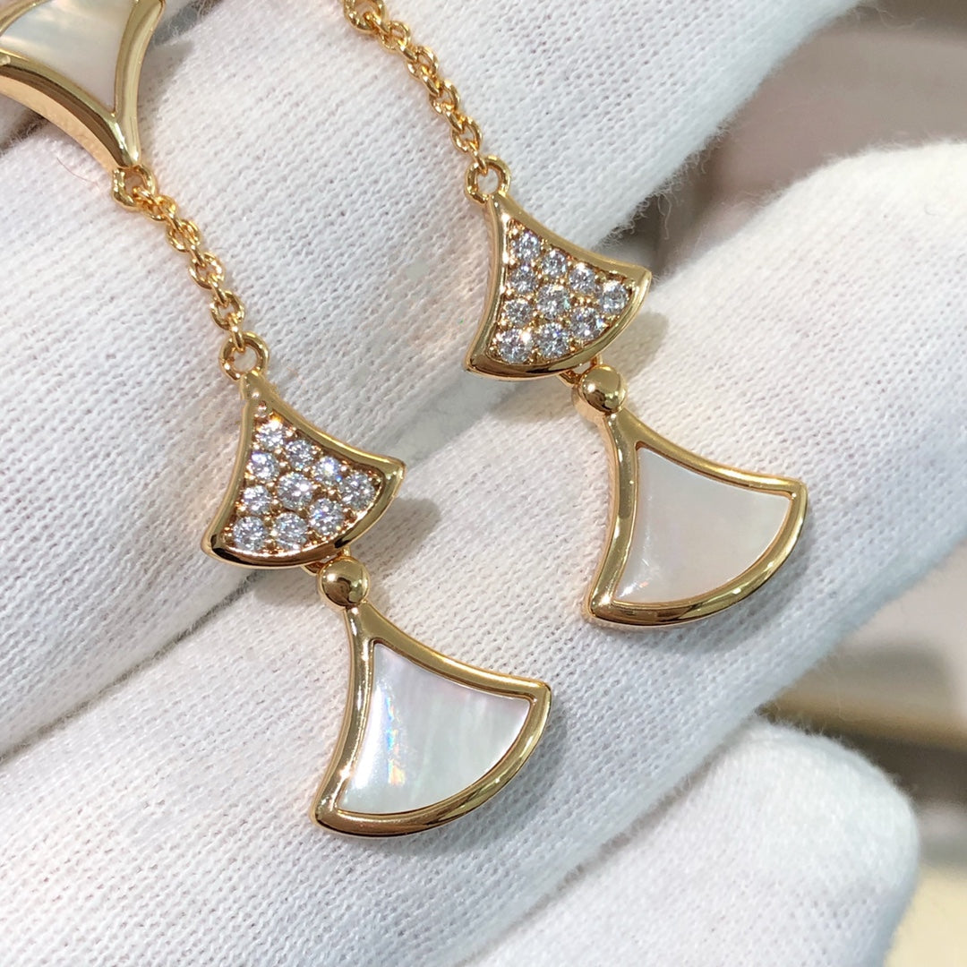 [BIJOUX]DREAM EARRINGS 3 MOTIFS DIAMOND MOP PINK GOLD