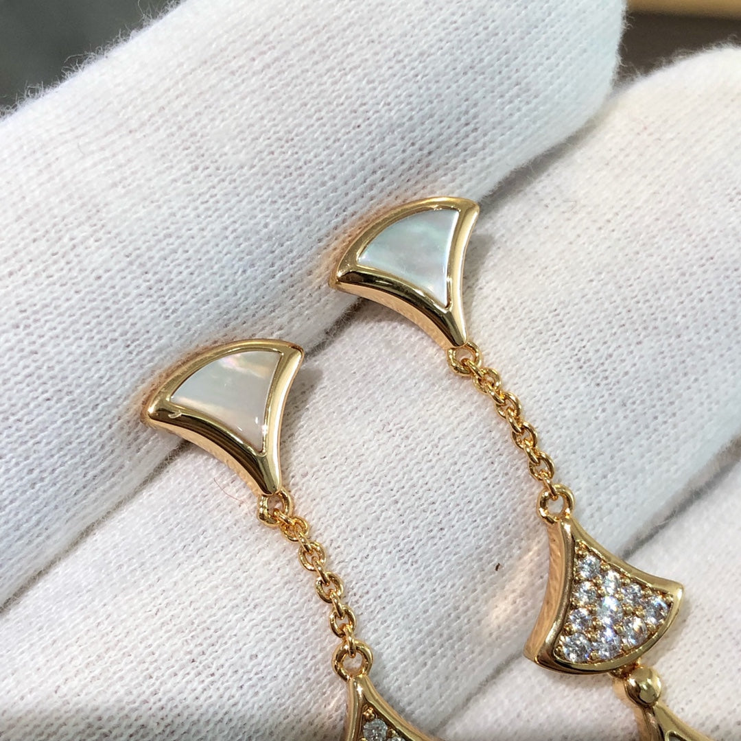 [BIJOUX]DREAM EARRINGS 3 MOTIFS DIAMOND MOP PINK GOLD