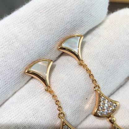 [BIJOUX]DREAM EARRINGS 3 MOTIFS DIAMOND MOP PINK GOLD