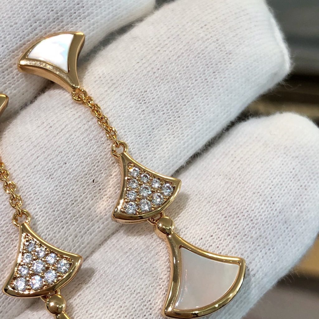 [BIJOUX]DREAM EARRINGS 3 MOTIFS DIAMOND MOP PINK GOLD