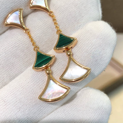 [BIJOUX]DREAM EARRINGS 3 MOTIFS MALACHITE MOP PINK GOLD