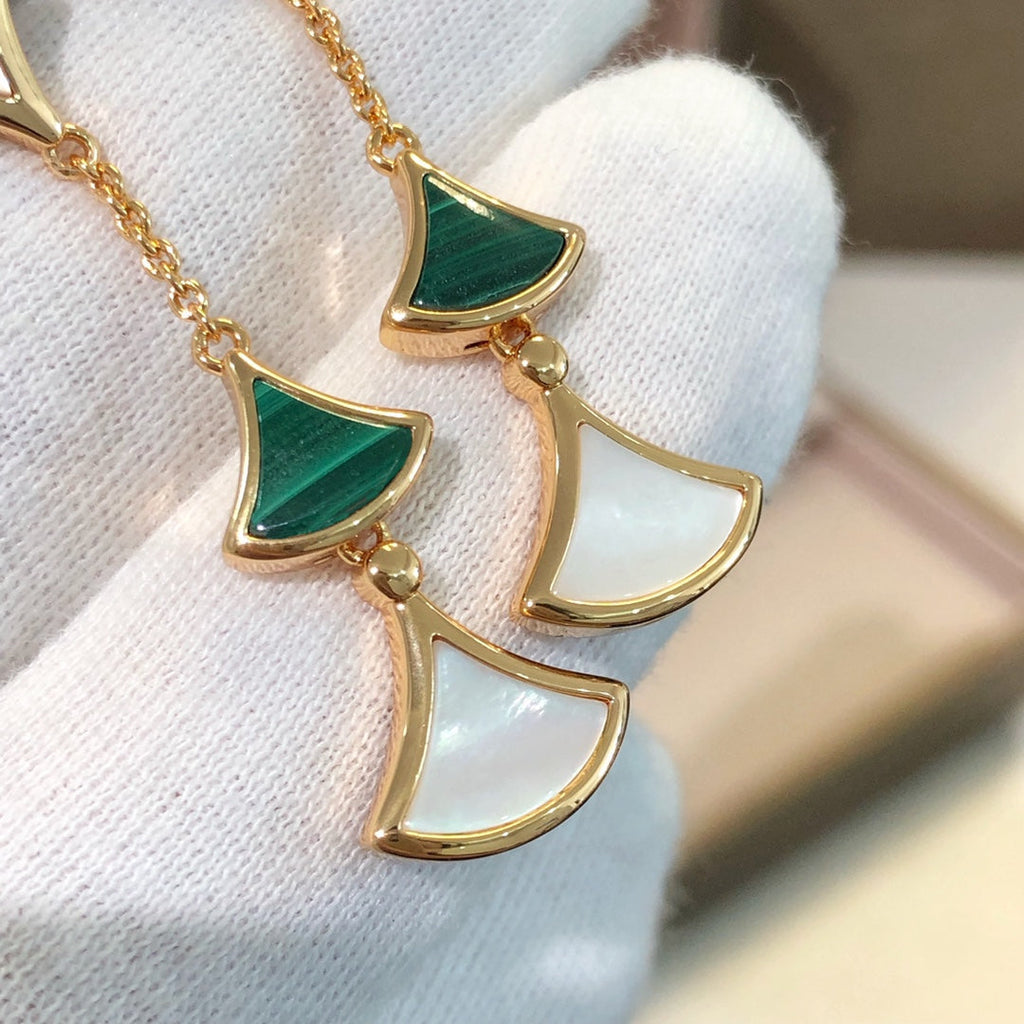 [BIJOUX]DREAM EARRINGS 3 MOTIFS MALACHITE MOP PINK GOLD